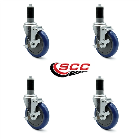 Service Caster Regency Work Table Locking Caster Replacement Set REG-SCC-EX20S514-PPUB-BLUE-TLB-112-4
